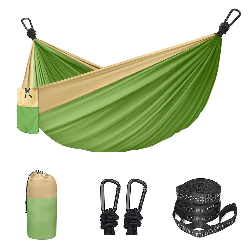 Camping Hammock Double & Single Portable Hammock With 2 Tree Straps And 2 Carabiners; Lightweight Nylon Parachute Hammocks Camping Accessories Gear