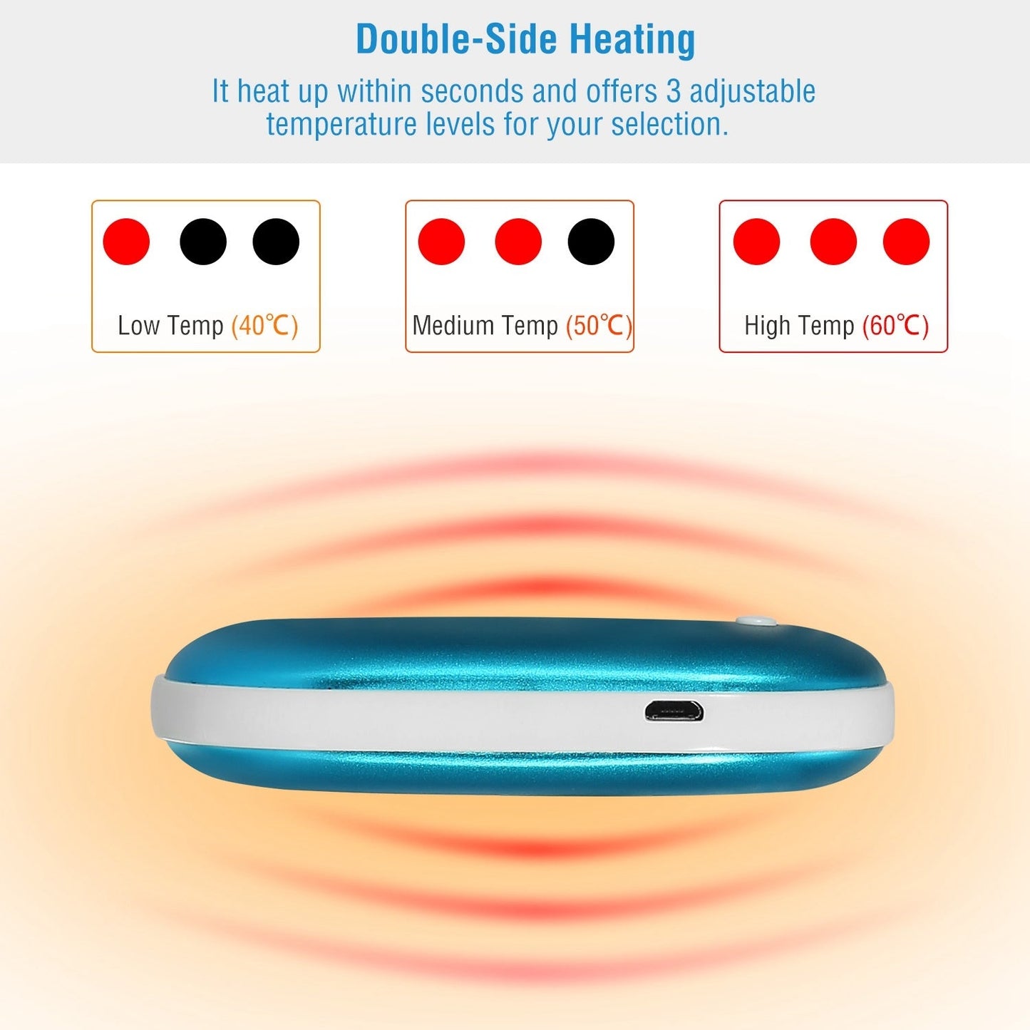 Portable Hand Warmer 5000mAh Power Bank Rechargeable Pocket Warmer Double-Sided Heating Handwarmer