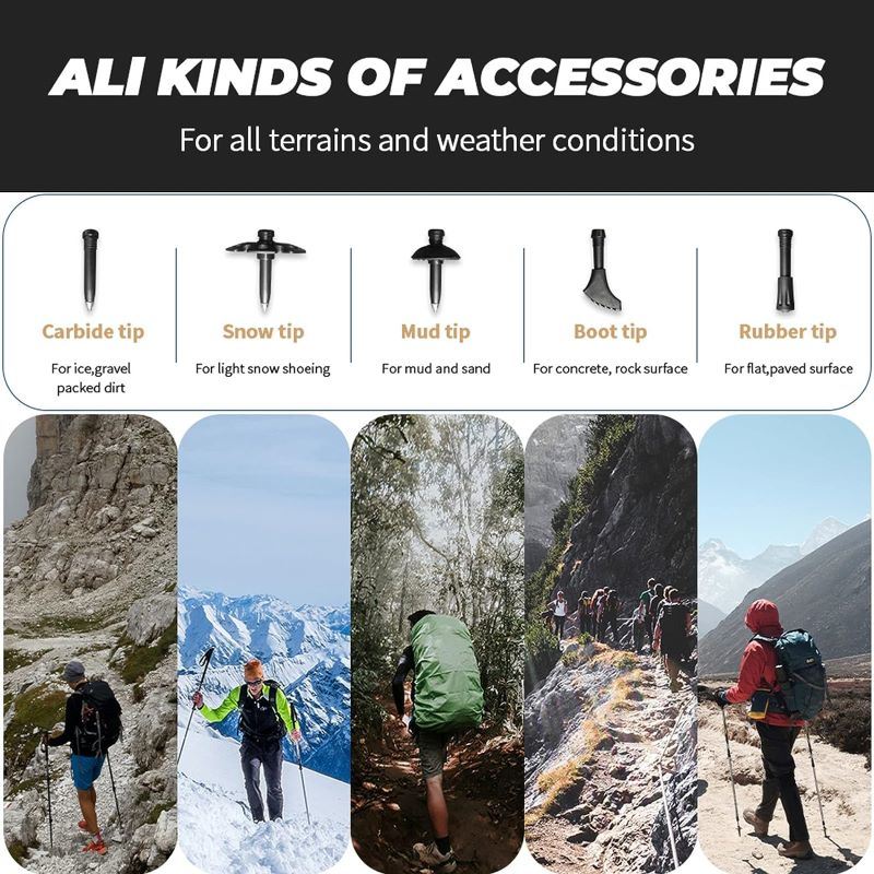 Adjustable Walking Hiking Sticks for Outdoor Trekking