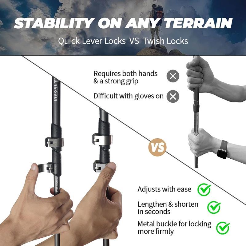 Adjustable Walking Hiking Sticks for Outdoor Trekking