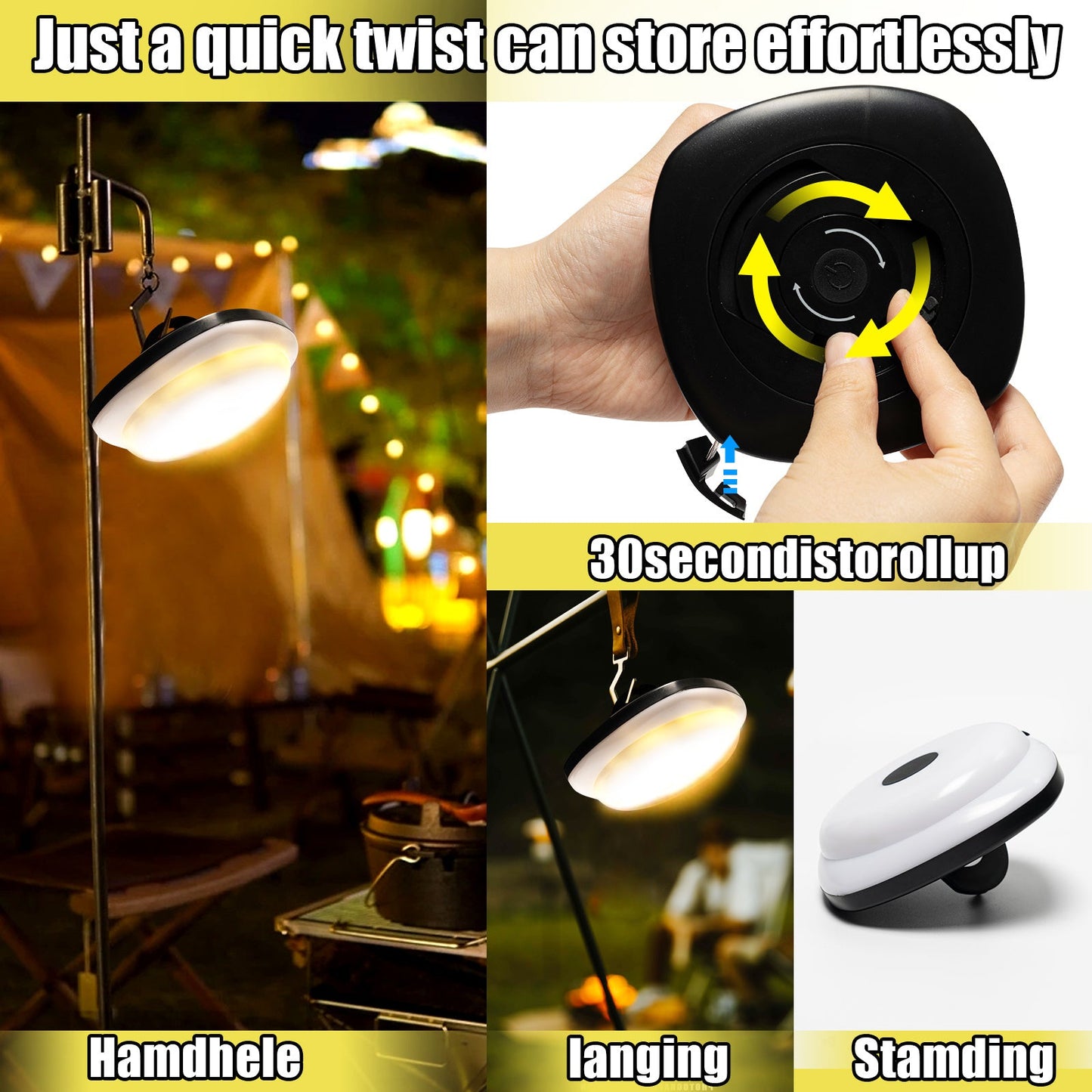 Wanjo Outdoor String Camping Lights , 5 Modes Dual Mode Adventure Tent Lantern (35Ft), Quick 30s Recovery,Portable Versatile Camping Lamp with Carry Bag for Camping,Christmas Fairy Lights Décor