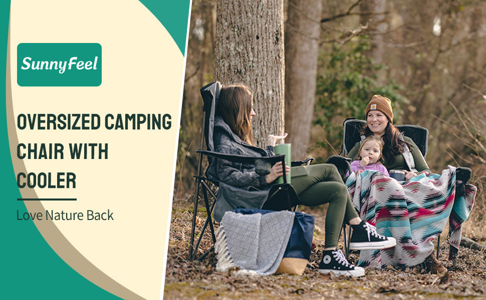 Camping Chair With Armrest, Side Pouch & Cooler, Oversized Padded Backpacking Chair With Cup Holder & Storage Bag, Outdoor Portable Hiking & Lawn Chairs For Adults